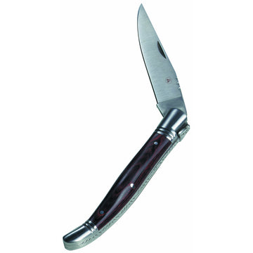 Klappmesser mit Rosenholz Griff + Ledertasche