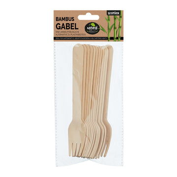 Bambus Gabel, 12er Set, ca. 16cm